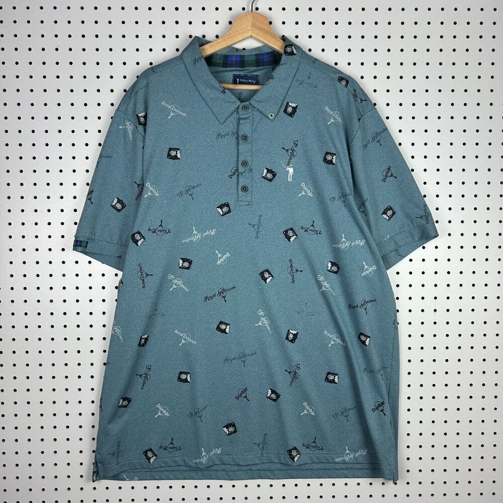 William Murray Performance‎ Golf Polo Shirt Mens XXL Stretch Famous Courses Blue